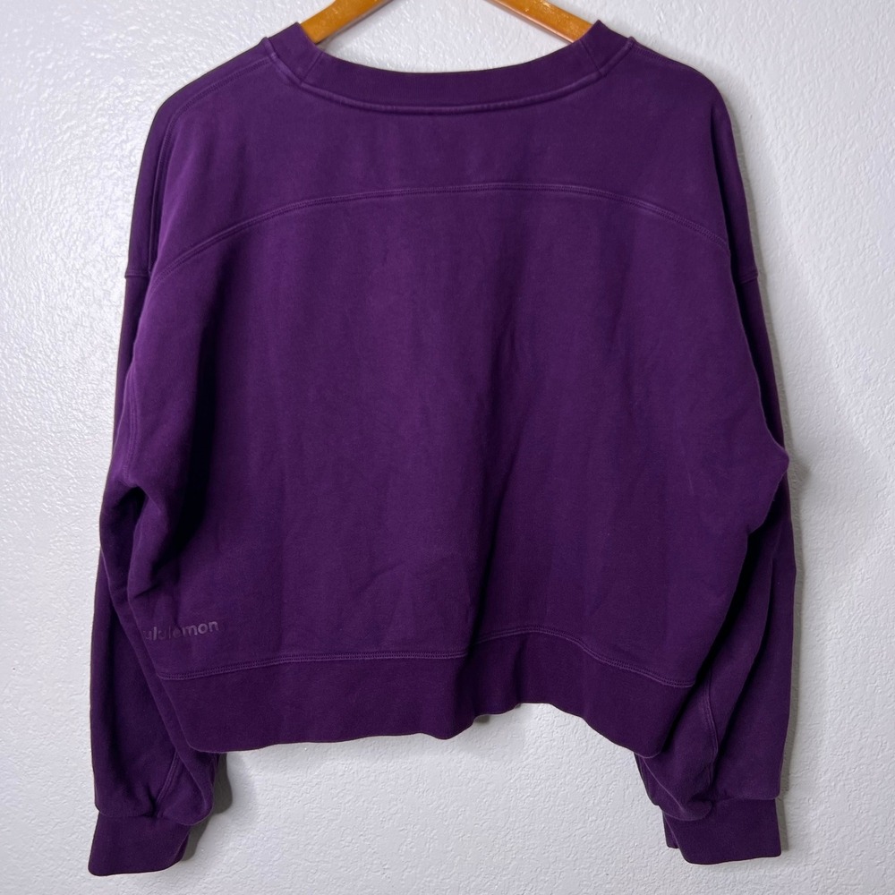 Lululemon Perfectly Oversized Crop Crew Purple Sweatshirt Size 8 - Picture 3 of 5